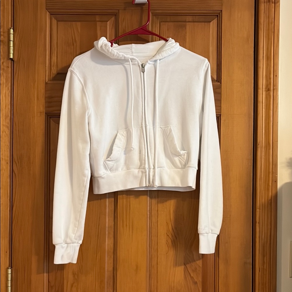 Hollister White Zip-Up Hoodie Jacket